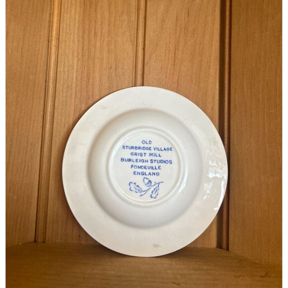 Old Sturbridge Village Grist Mill Burleigh England Vintage Small Plate Blue Whit - Picture 2 of 4